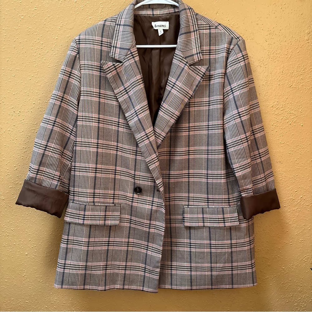 Women's Plaid Blazer Jacket - Picture 6 of 6